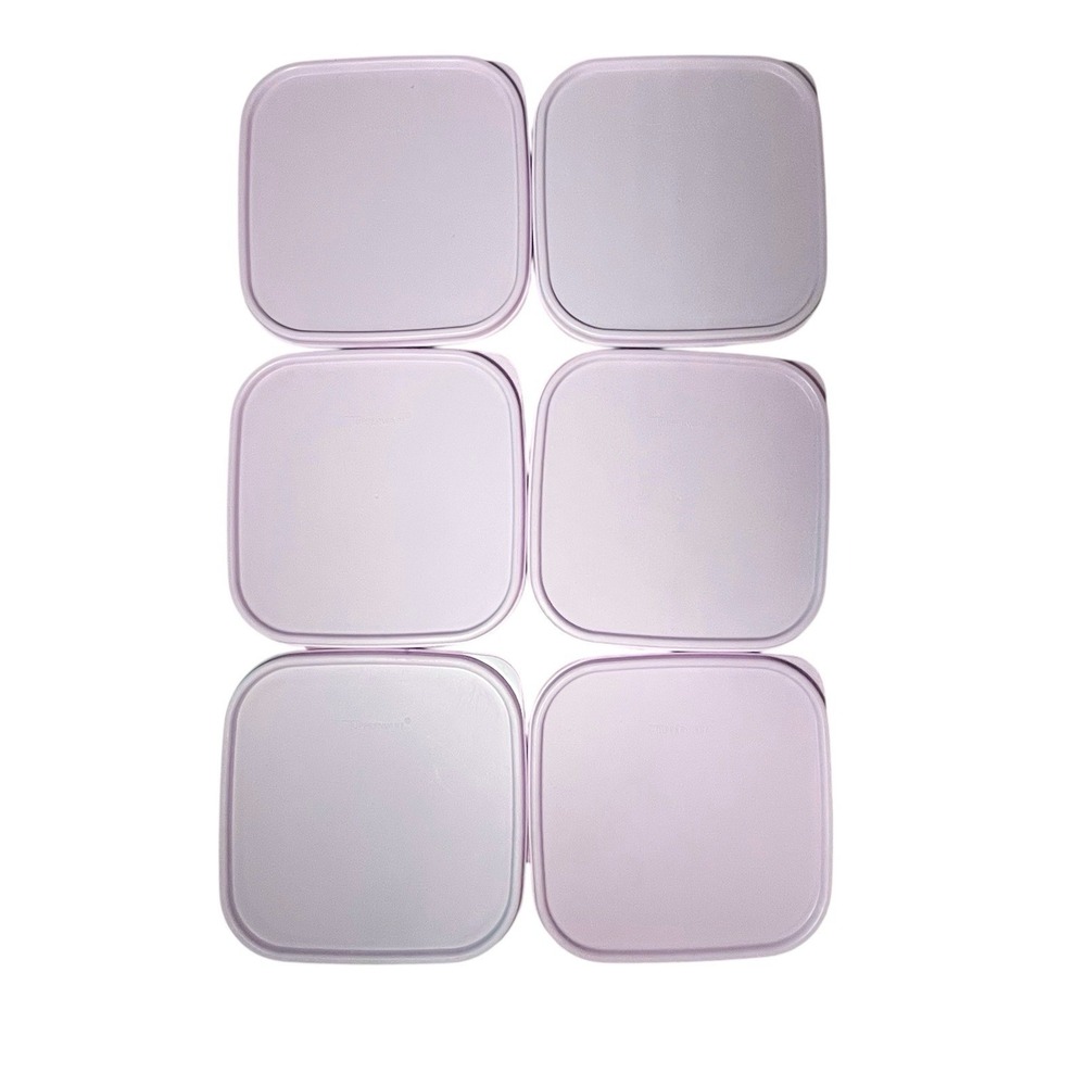 Six (6) Tupperware Modular Mates Square Seal Replacement‎ Lids 1623 Light Pink